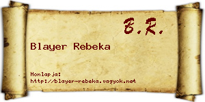 Blayer Rebeka névjegykártya